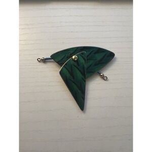 Vintage 1980's Green Blue Gold Triangle Pin Brooch